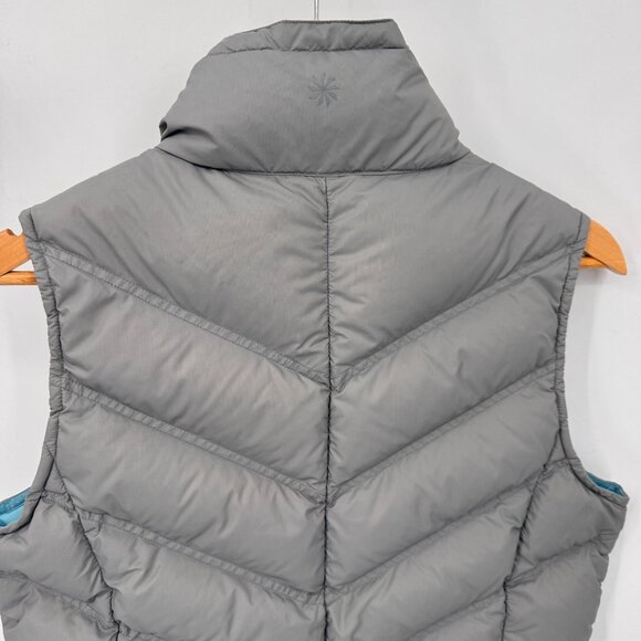 Athleta Full Zip Quilted Puffer Vest Womens Medium Gray Nylon Goose Down Pockets - Picture 6 of 10